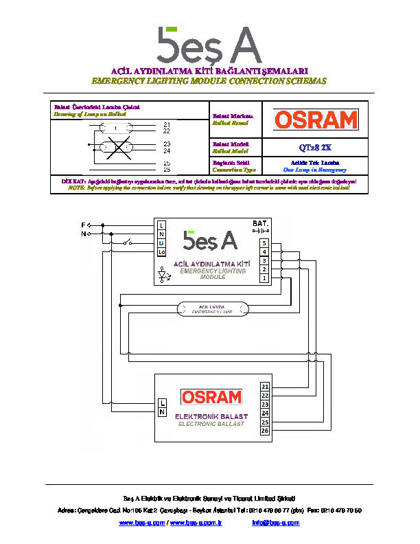 Osram QTz8 2X Balastın 1X Olarak Bağlantısı
