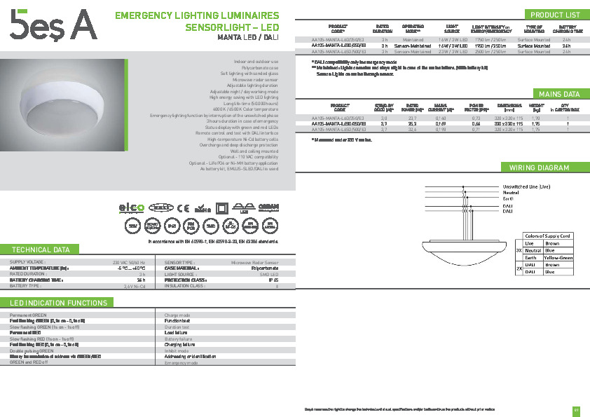 Bes A Product Catalogue MANTA LED (DALI)