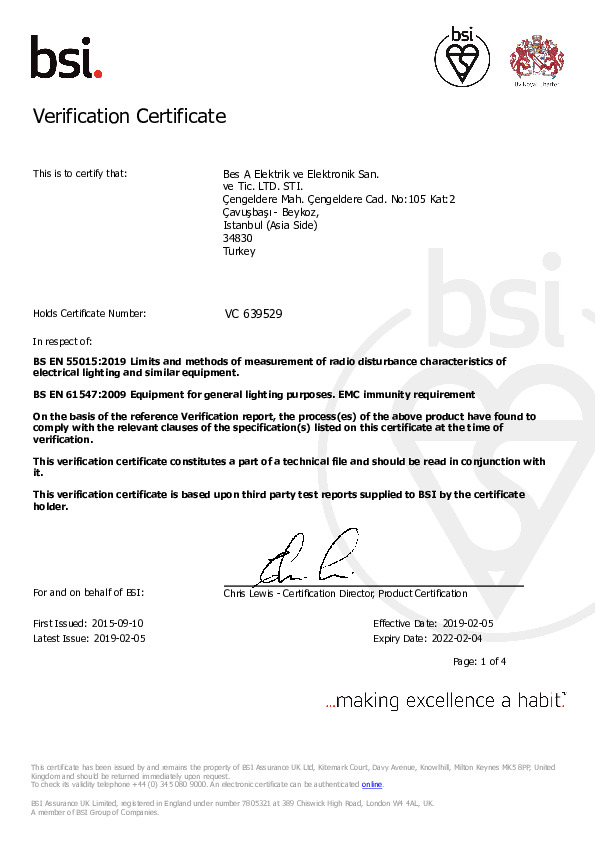 BSI (Verification Certificate for CE)